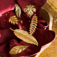 Eternal Leaves Solid Brass Ornaments | Set of 6