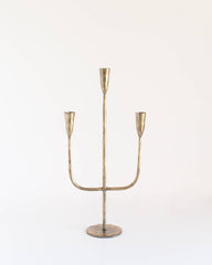 Moradabad Three-Arm Hand-Forged Iron Candelabra - Atlas & Kiln