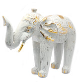 Handcrafted Wood Carved Elephant in White Gold