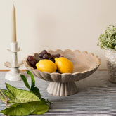 Handcarved Scalloped Edge Fluted Pedestal Bowl - Atlas & Kiln