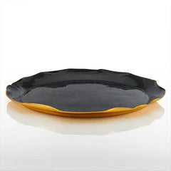 Lunares Large Oval Ruffled Platter in Graphite