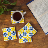 Marigold Mosaic Bone Inlay Coasters – Set of 4 - Atlas & Kiln