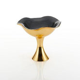 Graphite & Gold Ruffled Pedestal Candy Dish