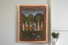 Enchanting Framed Lord Krishna and Gopis Indian Painting
