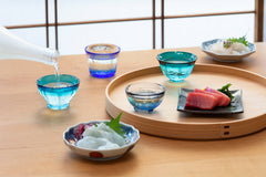 Aomori Sea Japanese Handcrafted Glass Sake Cup Set