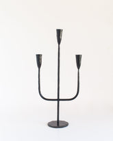 Moradabad Three-Arm Hand-Forged Iron Candelabra - Atlas & Kiln