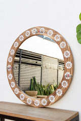 Round Mother of Pearl Inlay Mirror - Atlas & Kiln