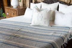 Azul Hand-loomed Cotton Pom-Pom Throw