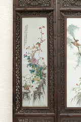 Set of 4, Finely Carved Chinese Wall Porcelain Panels