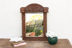 Dark Walnut Finish Tribal Carved Mirror