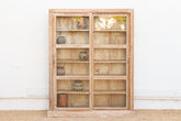 Antique Bleached Whitewash Slim Glass Cabinet