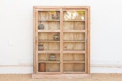 Antique Bleached Whitewash Slim Glass Cabinet