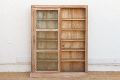 Antique Bleached Whitewash Slim Glass Cabinet
