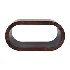 Wooden oval shelf on a white background