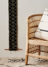 Longevity Bogolan Wall Totem in Grey with Black Triangles - Atlas & Kiln