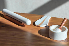 Marble Rolling Pin and Wood Base