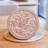 Bird Engraved Terracotta Bread Warmer & Basket