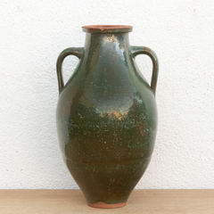 Antique French Green Glazed Olive Jar