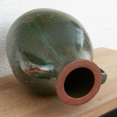 Antique French Green Glazed Olive Jar