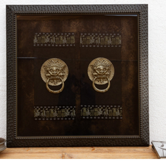 Framed Antique Lion Head Door Pulls