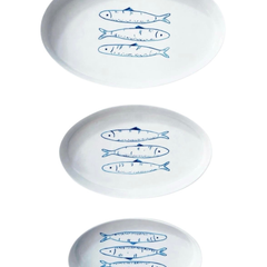 Hand-Painted Sardines Porcelain Nesting Plates - Atlas & Kiln