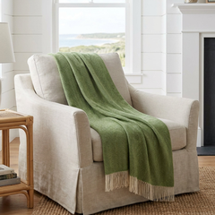 Evergreen Shetland Lambswool Herringbone Throw