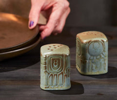 Vintage Frankoma Myan Aztecs Salt & Pepper Shaker Set