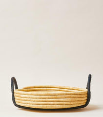 Rwandan Contrast Handle Raffia Tray