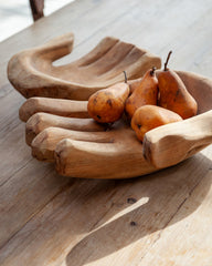 Cupped Hand Natural Eucalyptus Wood Bowl Sculpture