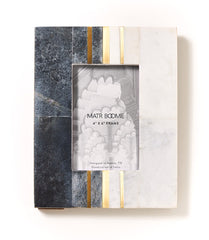 Sammita Black and White Carved Marble Picture Frame 4x6