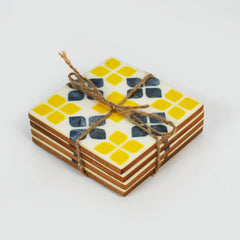 Marigold Mosaic Bone Inlay Coasters – Set of 4 - Atlas & Kiln