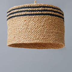 Rwandan Striped Braided Raffia Lamp Shade