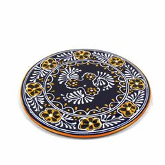 Handmade Pottery 8" Trivet or Wall Hanging, Blue - Encantada