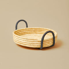 Rwandan Contrast Handle Raffia Tray