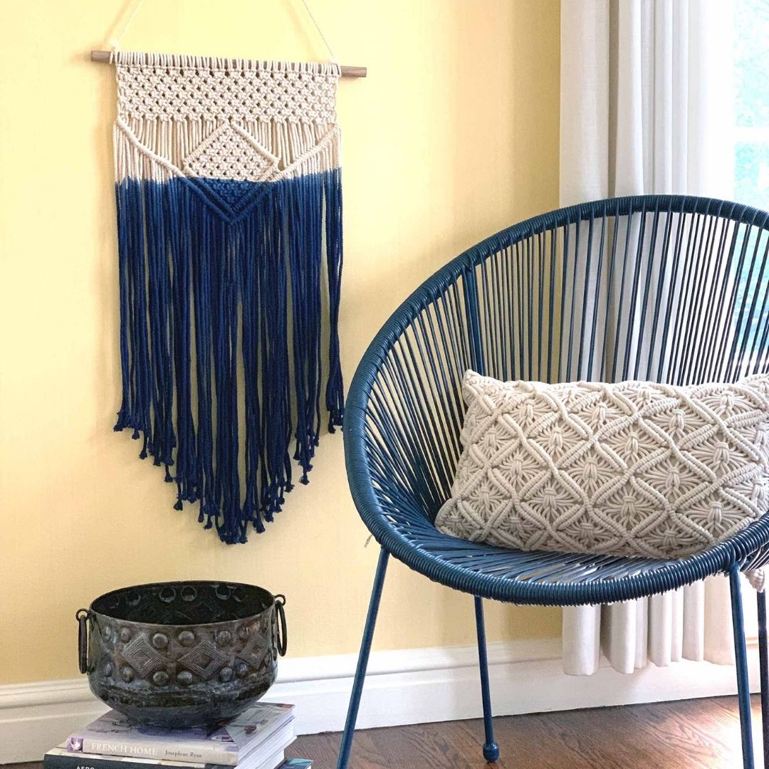 Macrame Wall Hanging in Blue - Atlas & Kiln