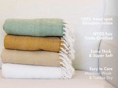 Mechot Handwoven Ethiopian Cotton Throw Blanket - Atlas & Kiln