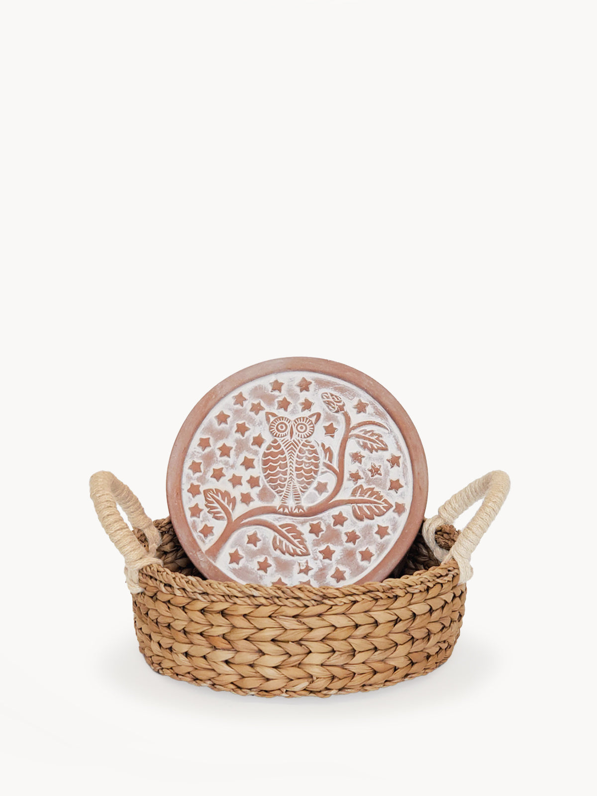 Owl Terracotta Bread Warmer & Round Basket - Atlas & Kiln