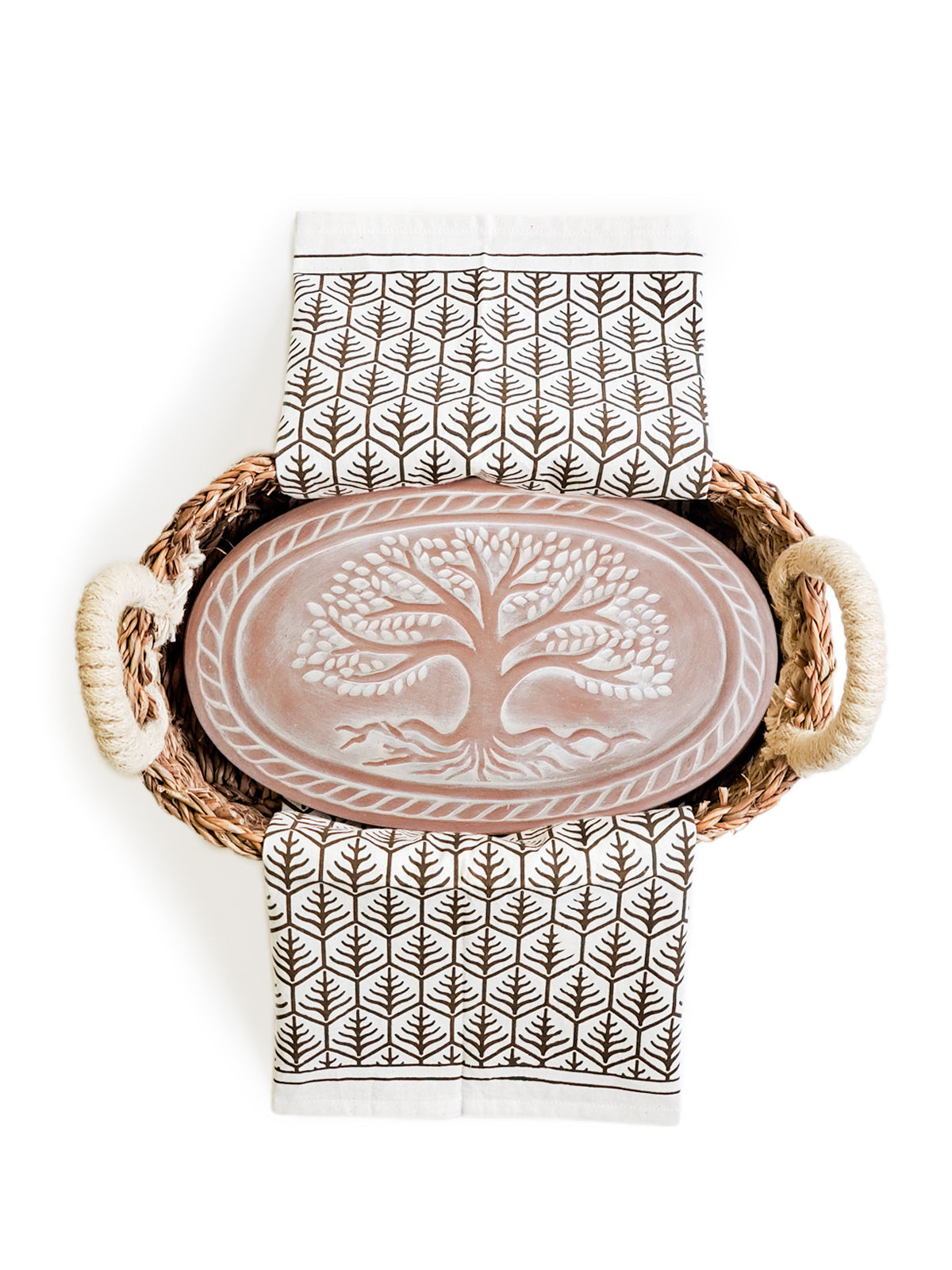 Tree of Life Terracotta Bread Warmer Set