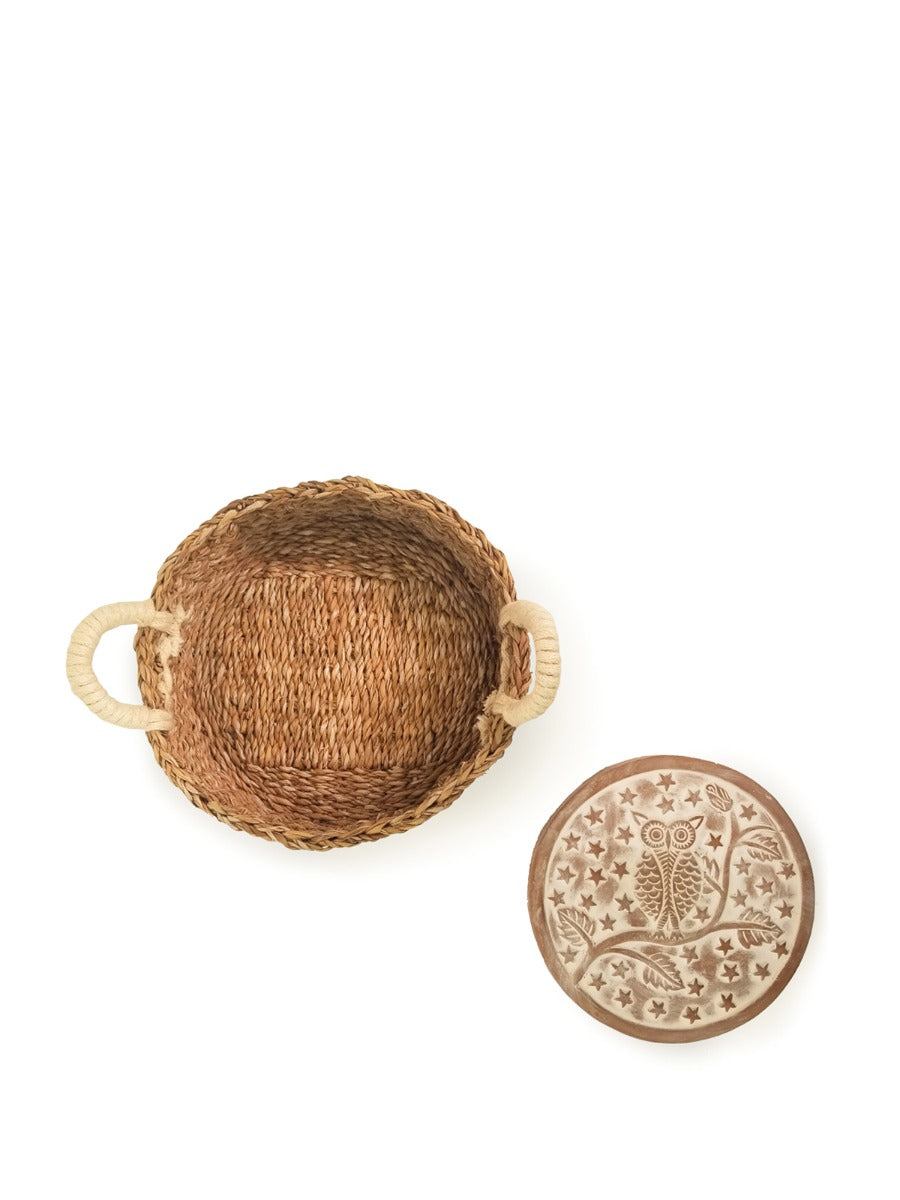 Owl Terracotta Bread Warmer & Round Basket - Atlas & Kiln