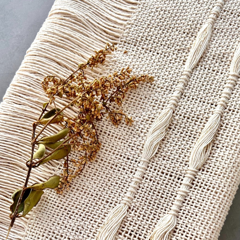 Handwoven White Cotton Table Runner from Colombia - Atlas & Kiln