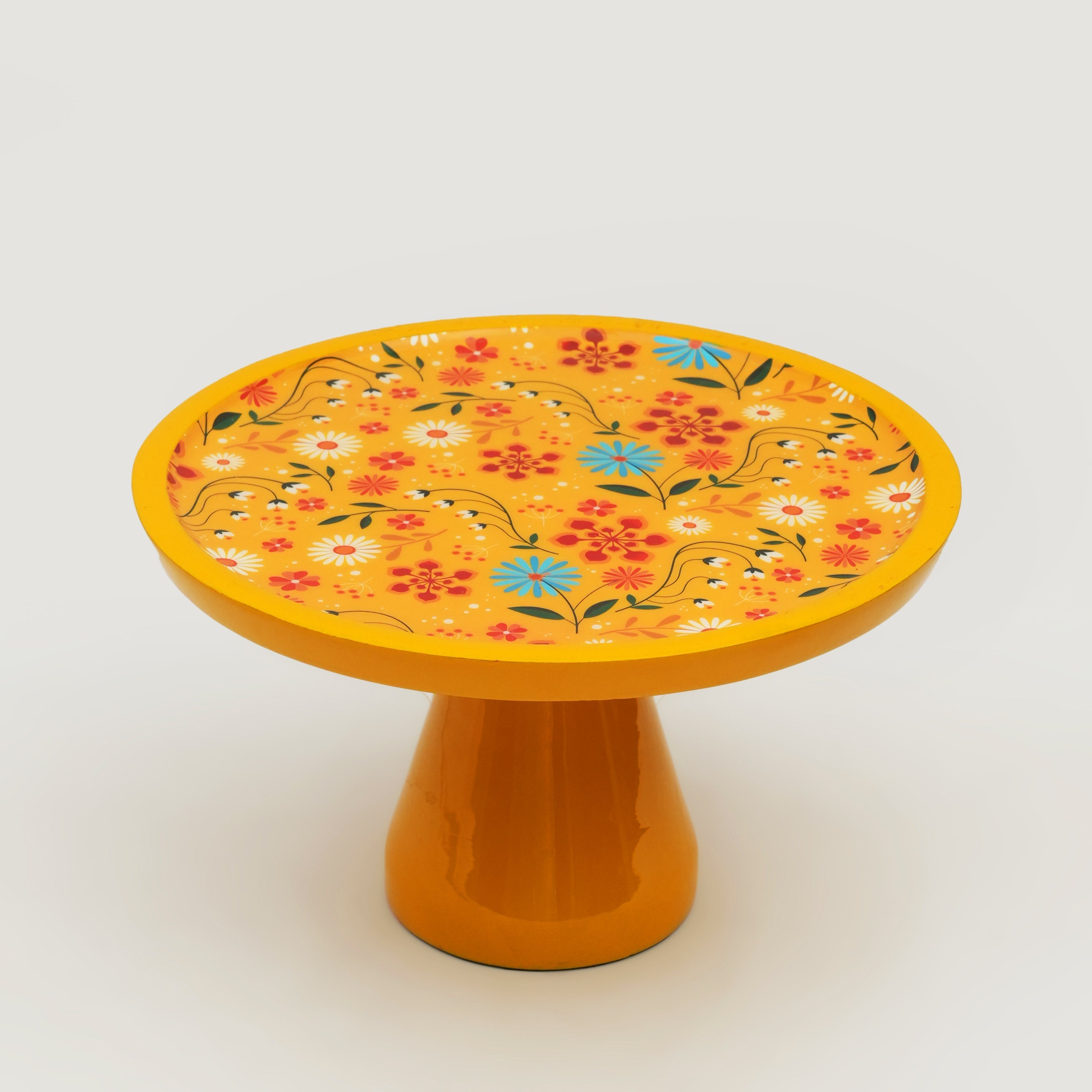 Handcrafted Sunburst Bloom Wooden Cake Stand - Atlas & Kiln