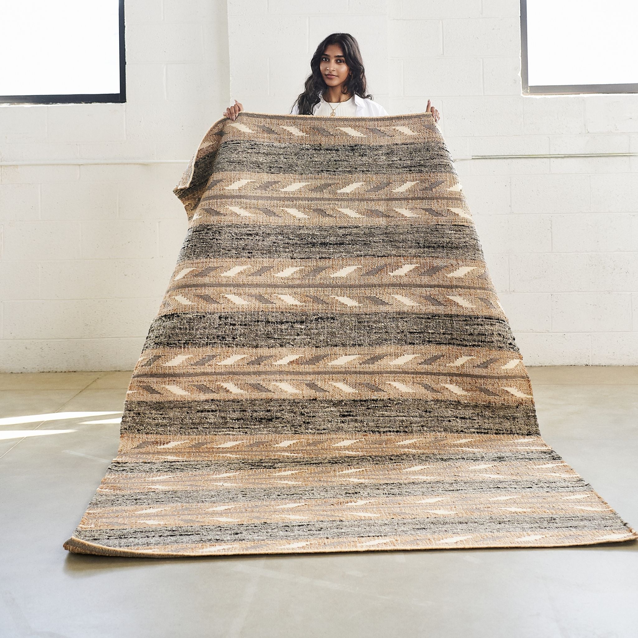 Uneven Arrows Handwoven Wool and Jute Rug - Atlas & Kiln