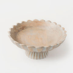 Handcarved Scalloped Edge Fluted Pedestal Bowl - Atlas & Kiln