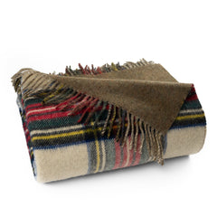 Antiqued Dress Stewart Reversible Merino Wool Throw