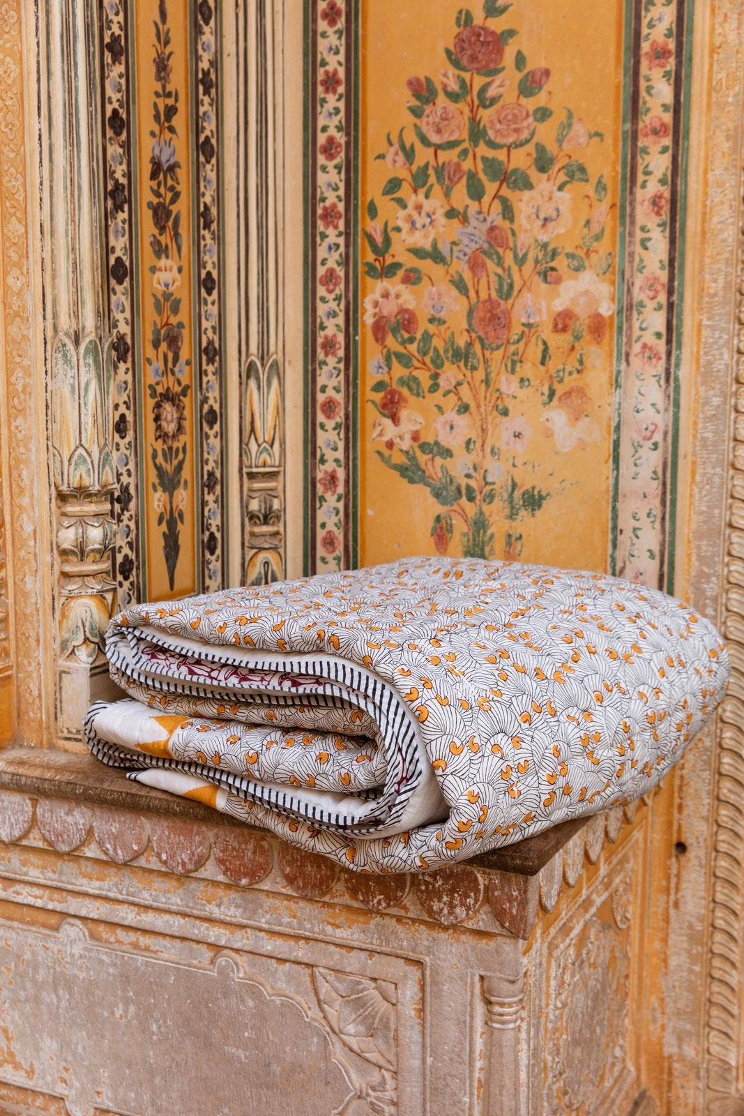 Koloman Moser Indian Block-Printed Cotton Quilt - Atlas & Kiln