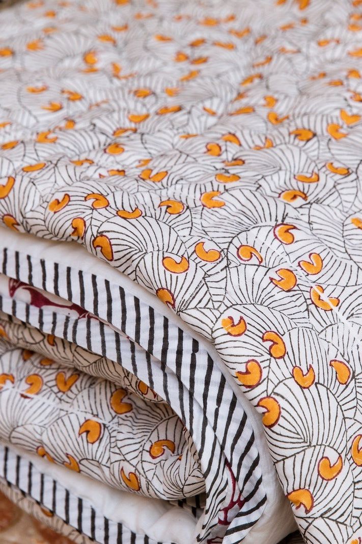 Koloman Moser Indian Block-Printed Cotton Quilt - Atlas & Kiln
