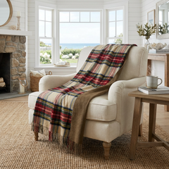 Antiqued Dress Stewart Reversible Merino Wool Throw