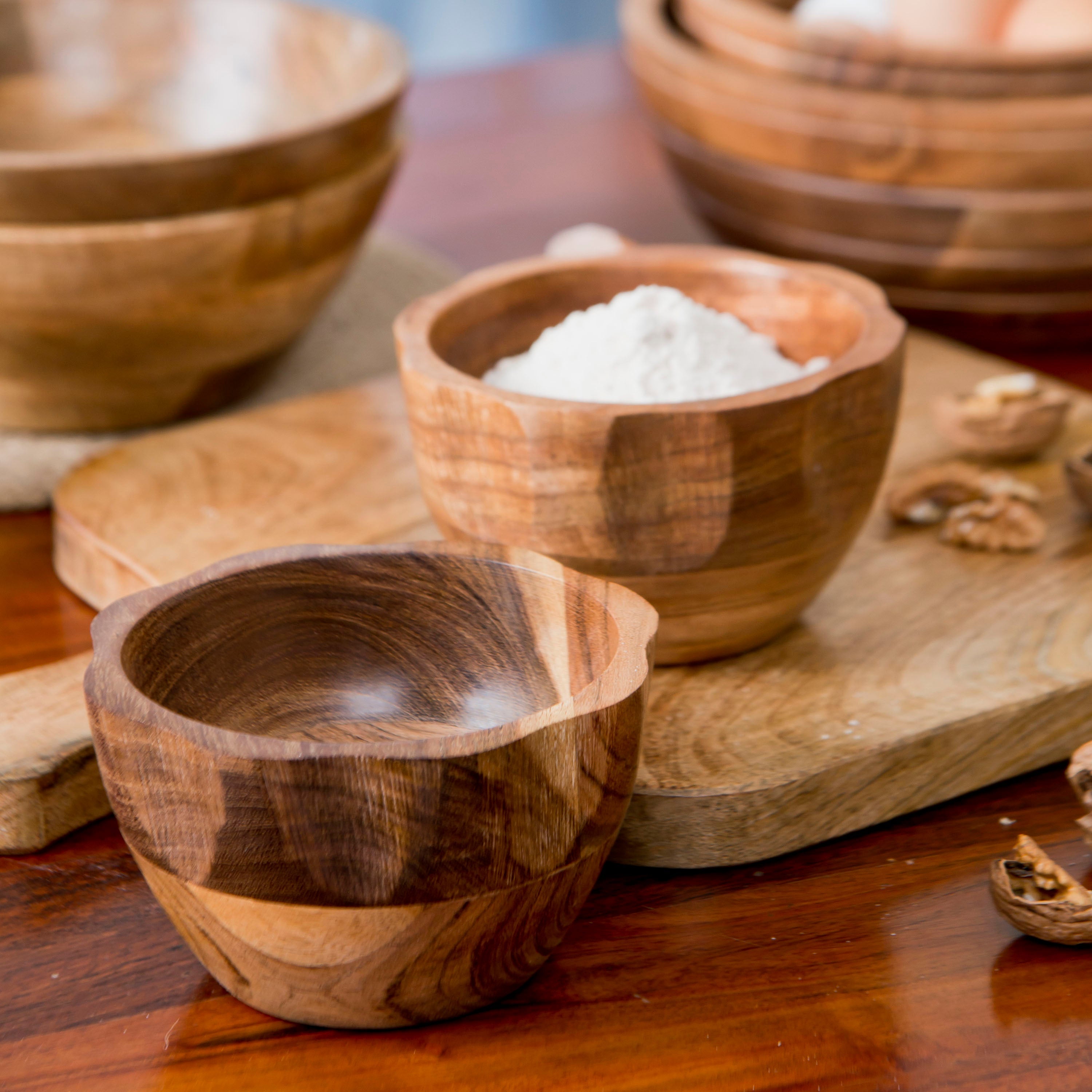 Gravon Handcrafted Acacia Wood Nut Bowls – Set of 2 - Atlas & Kiln