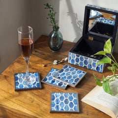 Gramercy Blue Bone Inlay Coasters – Set of 4 - Atlas & Kiln