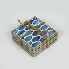 Gramercy Blue Bone Inlay Coasters – Set of 4 - Atlas & Kiln